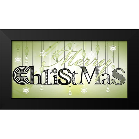 Merry Christmas Black Modern Wood Framed Art Print by P.S. Art