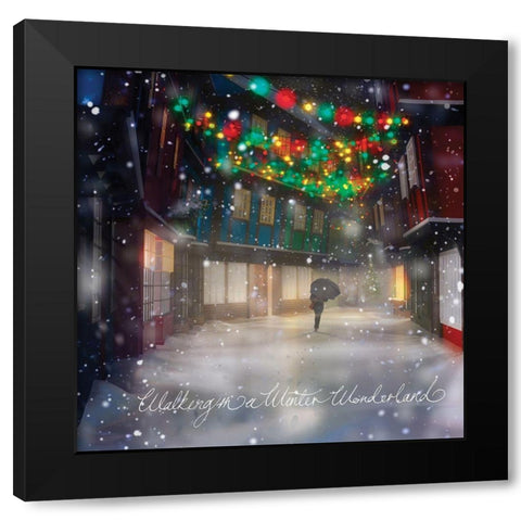 Winter Wonderland Black Modern Wood Framed Art Print with Double Matting by P.S. Art