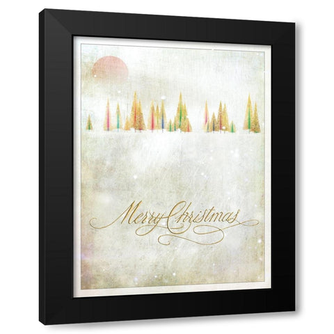 Merry Christmas Black Modern Wood Framed Art Print with Double Matting by P.S. Art