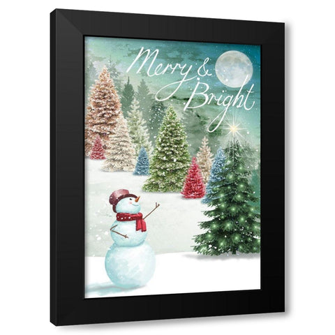 Merry and Bright Black Modern Wood Framed Art Print by P.S. Art