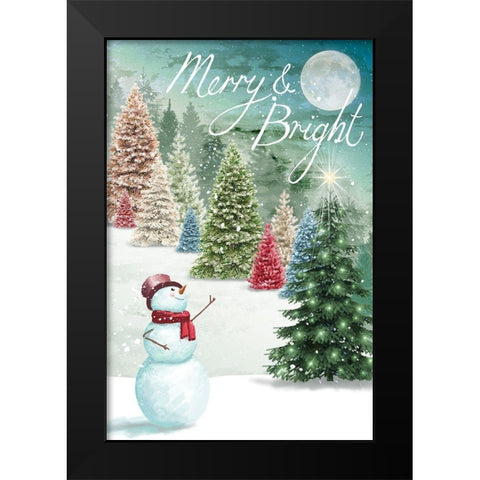Merry and Bright Black Modern Wood Framed Art Print by P.S. Art