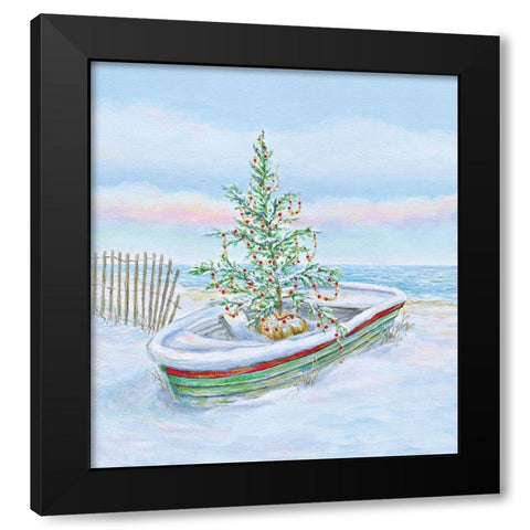 Coastal Christmas II Black Modern Wood Framed Art Print with Double Matting by P.S. Art