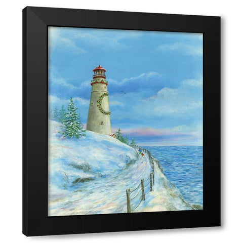Coastal Christmas IV Black Modern Wood Framed Art Print with Double Matting by P.S. Art