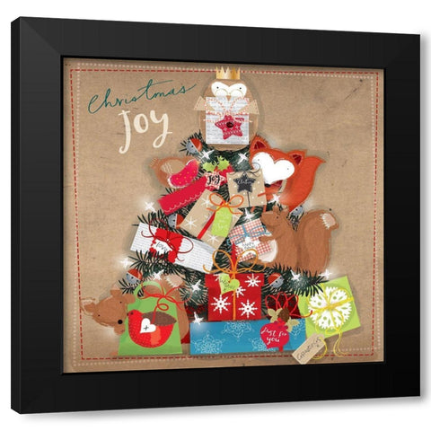 Christmas Joy Black Modern Wood Framed Art Print with Double Matting by P.S. Art