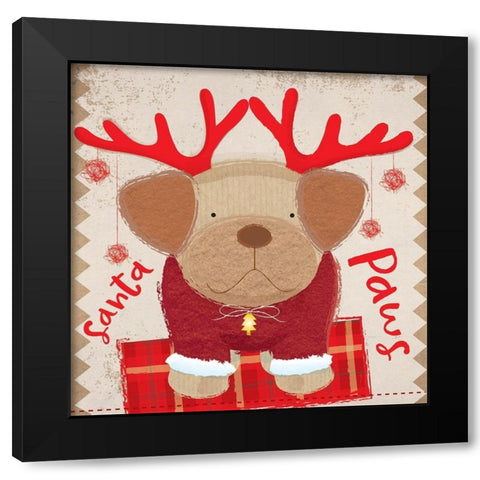 Santa paw Black Modern Wood Framed Art Print with Double Matting by P.S. Art