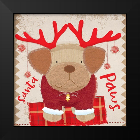 Santa paw Black Modern Wood Framed Art Print by P.S. Art