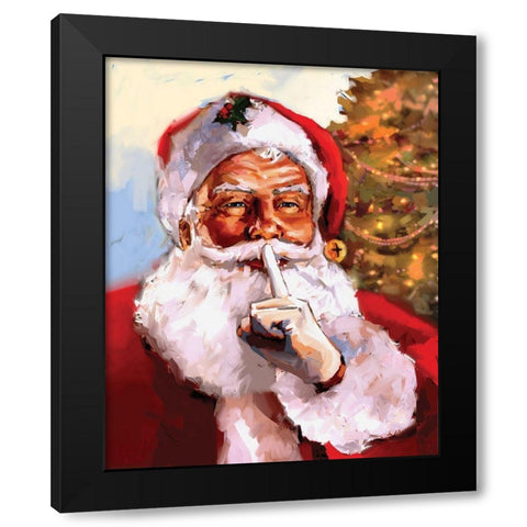 Santa Black Modern Wood Framed Art Print with Double Matting by P.S. Art