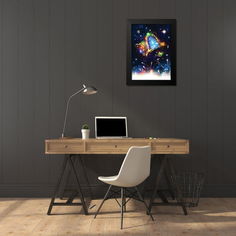 Jingle Bells Black Modern Wood Framed Art Print by P.S. Art