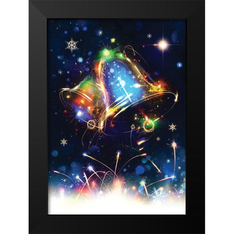 Jingle Bells Black Modern Wood Framed Art Print by P.S. Art