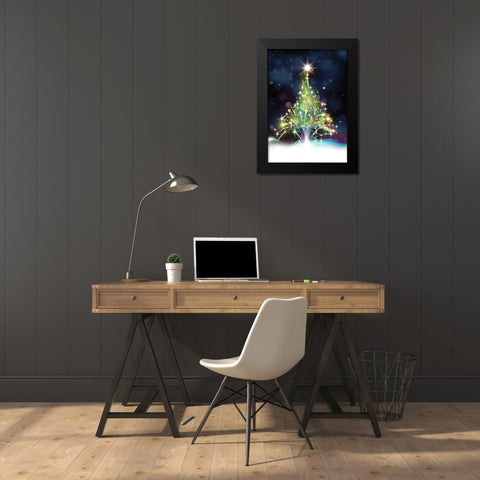 Oh Christmas Tree Black Modern Wood Framed Art Print by P.S. Art