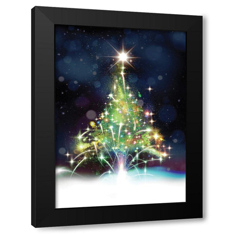 Oh Christmas Tree Black Modern Wood Framed Art Print by P.S. Art