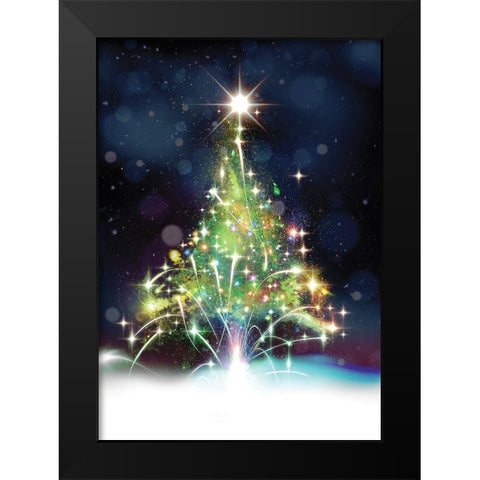 Oh Christmas Tree Black Modern Wood Framed Art Print by P.S. Art
