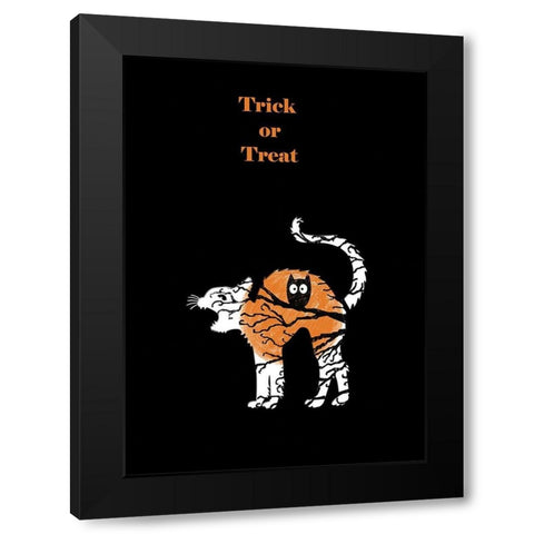 Trick or Treat! Black Modern Wood Framed Art Print by P.S. Art
