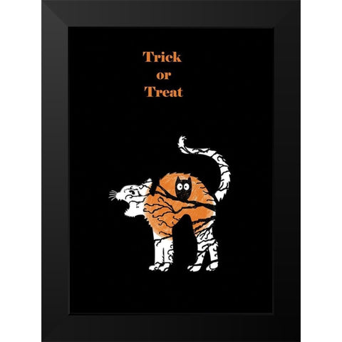 Trick or Treat! Black Modern Wood Framed Art Print by P.S. Art