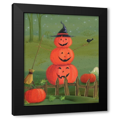 Pumpkin Stack Black Modern Wood Framed Art Print with Double Matting by P.S. Art