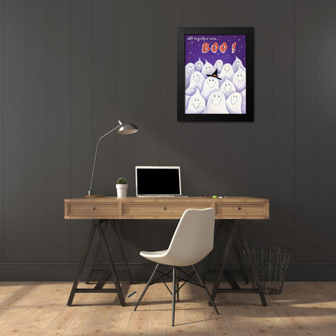 Boo! Black Modern Wood Framed Art Print by P.S. Art