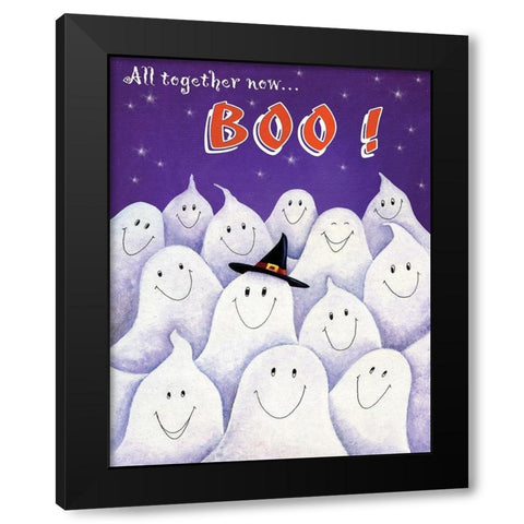 Boo! Black Modern Wood Framed Art Print by P.S. Art