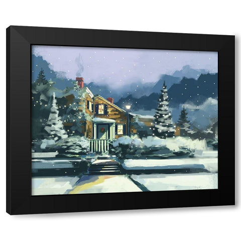 Holiday House Black Modern Wood Framed Art Print by P.S. Art