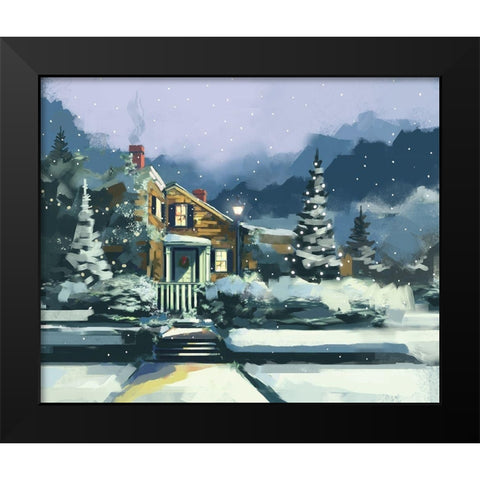 Holiday House Black Modern Wood Framed Art Print by P.S. Art