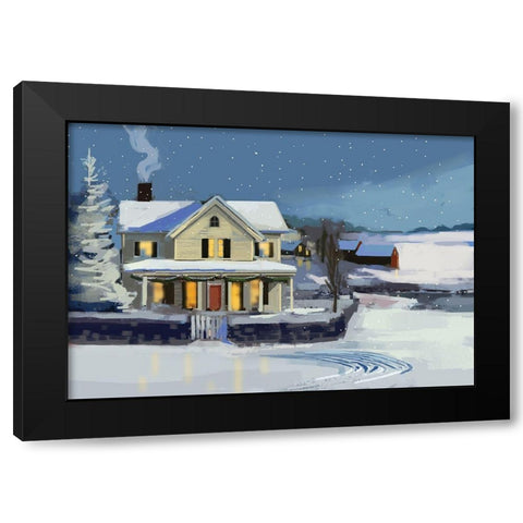 Holiday House II Black Modern Wood Framed Art Print by P.S. Art