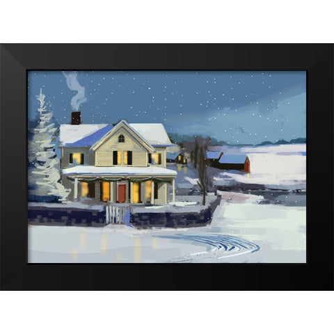 Holiday House II Black Modern Wood Framed Art Print by P.S. Art