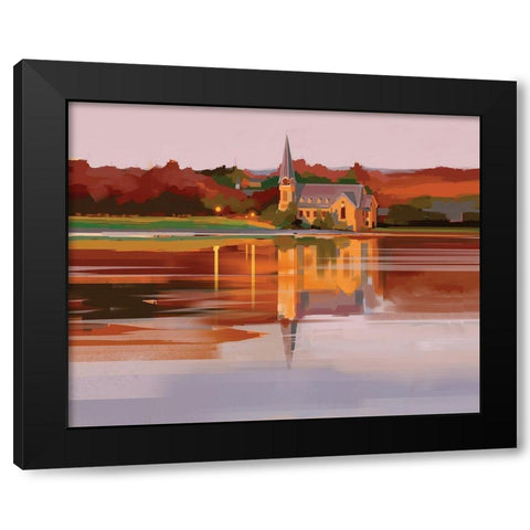 Church at Sunset Black Modern Wood Framed Art Print by P.S. Art