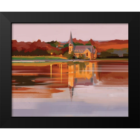 Church at Sunset Black Modern Wood Framed Art Print by P.S. Art