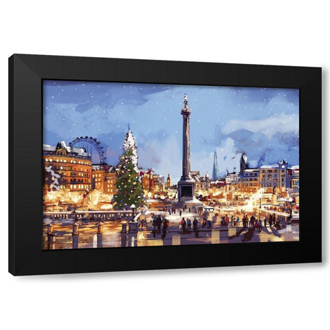 Cityscape Black Modern Wood Framed Art Print with Double Matting by P.S. Art