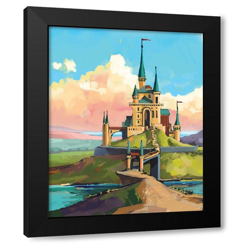 Castle Black Modern Wood Framed Art Print by P.S. Art