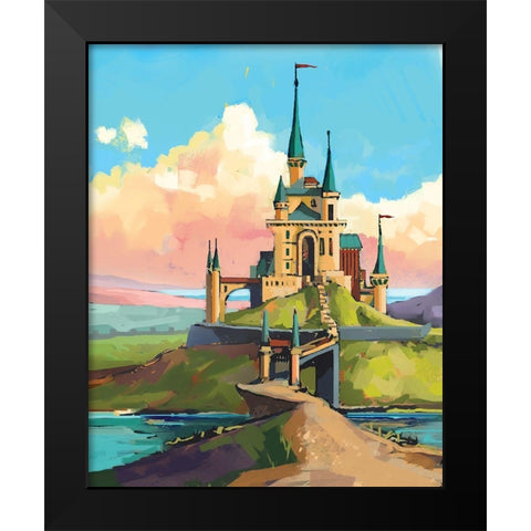 Castle Black Modern Wood Framed Art Print by P.S. Art