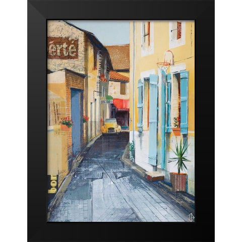 City Street Black Modern Wood Framed Art Print by P.S. Art