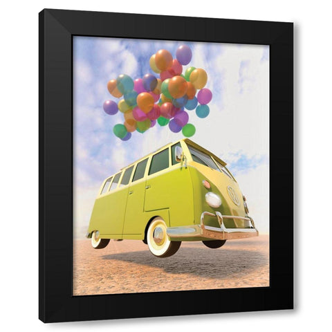 Bus Black Modern Wood Framed Art Print by P.S. Art
