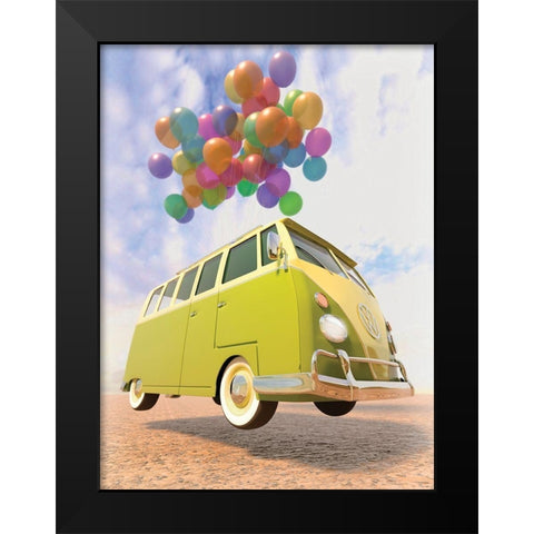 Bus Black Modern Wood Framed Art Print by P.S. Art