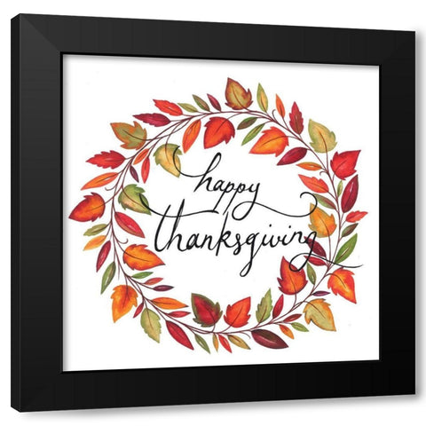 Happy Thanksgiving Black Modern Wood Framed Art Print by P.S. Art