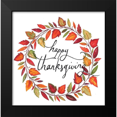 Happy Thanksgiving Black Modern Wood Framed Art Print by P.S. Art
