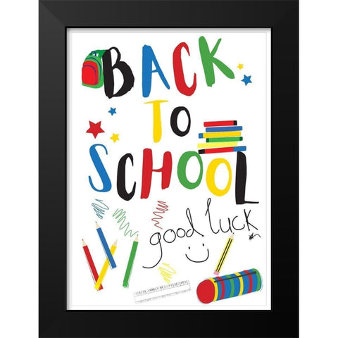 Back to School Black Modern Wood Framed Art Print by P.S. Art