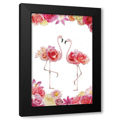 Couple of Flamingos Black Modern Wood Framed Art Print by P.S. Art