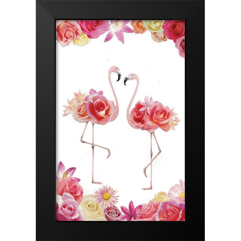 Couple of Flamingos Black Modern Wood Framed Art Print by P.S. Art