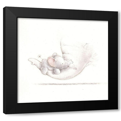 Baby Elephant Black Modern Wood Framed Art Print by P.S. Art