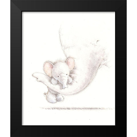 Baby Elephant II Black Modern Wood Framed Art Print by P.S. Art
