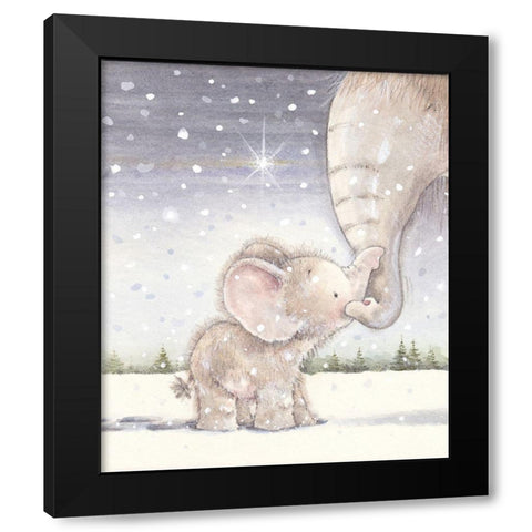 Baby Elephant III Black Modern Wood Framed Art Print by P.S. Art