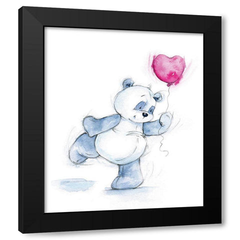 Baby Panda Black Modern Wood Framed Art Print by P.S. Art