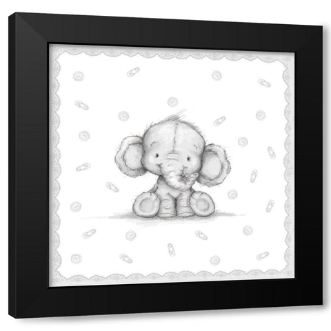 Baby Elephant IV Black Modern Wood Framed Art Print with Double Matting by P.S. Art