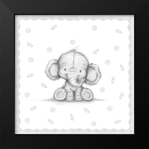 Baby Elephant IV Black Modern Wood Framed Art Print by P.S. Art