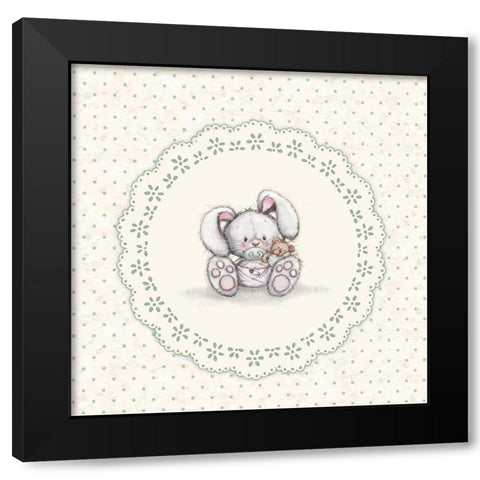 Baby Bunny Black Modern Wood Framed Art Print by P.S. Art