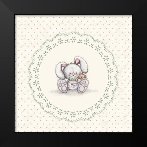 Baby Bunny Black Modern Wood Framed Art Print by P.S. Art