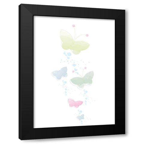 Pastel Butterflies Black Modern Wood Framed Art Print by P.S. Art