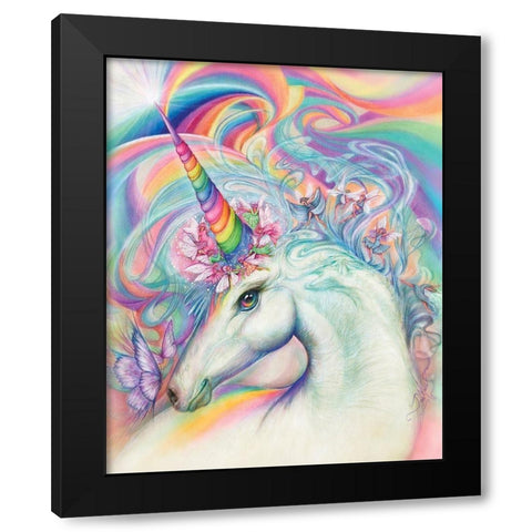 Unicorn Black Modern Wood Framed Art Print by P.S. Art
