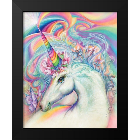 Unicorn Black Modern Wood Framed Art Print by P.S. Art