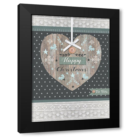 Happy Christmas Black Modern Wood Framed Art Print by P.S. Art